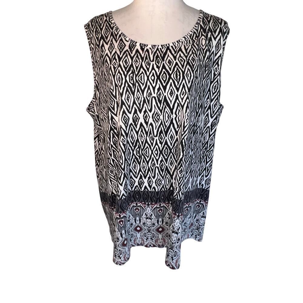 Ulla‎ Popken women’s size L sleeveless gray geometric print WhimsyGoth tunic top